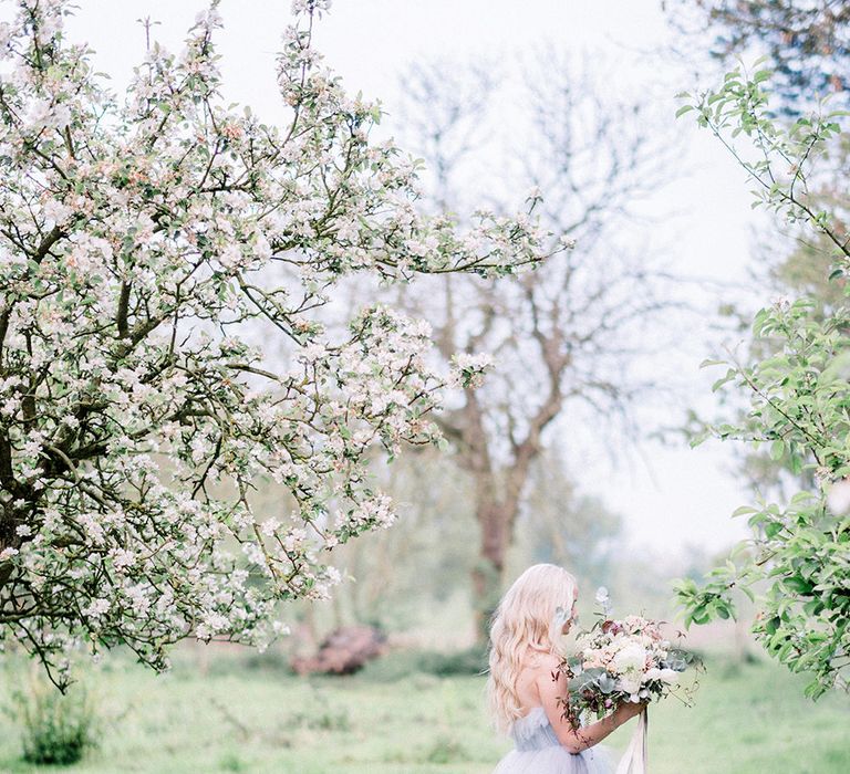 Blue Tulle Wedding Dress | Dreamy Bridal Inspiration at Great Lodge in Essex | Kathryn Hopkins Fine Art Photography