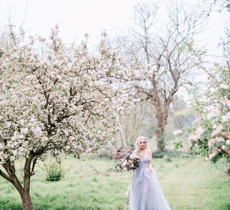 Blue Tulle Wedding Dress | Dreamy Bridal Inspiration at Great Lodge in Essex | Kathryn Hopkins Fine Art Photography