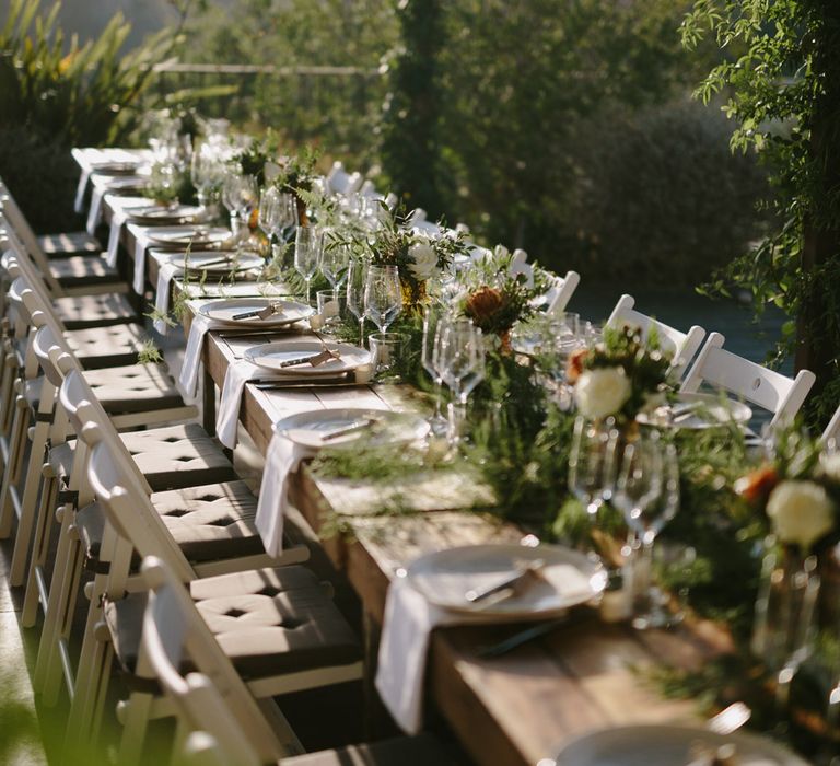 Wedding Styling Table Scape - White, Green & Mustard Colour Palette