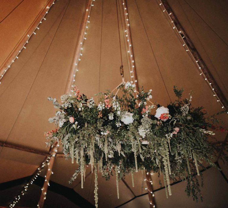 Abbi From Save The Date Magazine Gets Married Wearing Margaux Taridts & Grace Loves Lace Outdoor Festival Wedding With Tipis, Bell Tent Camping & Festoon Lights