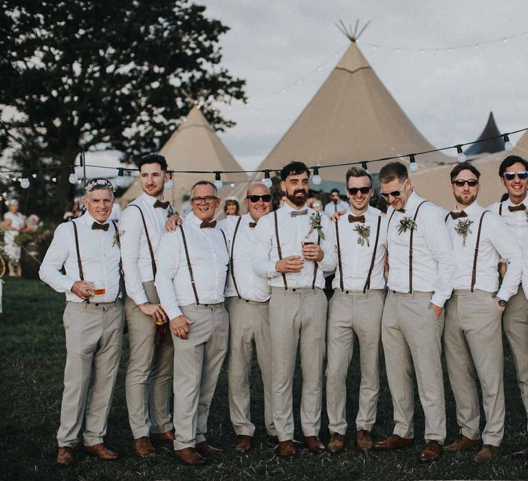 Abbi From Save The Date Magazine Gets Married Wearing Margaux Taridts & Grace Loves Lace Outdoor Festival Wedding With Tipis, Bell Tent Camping & Festoon Lights