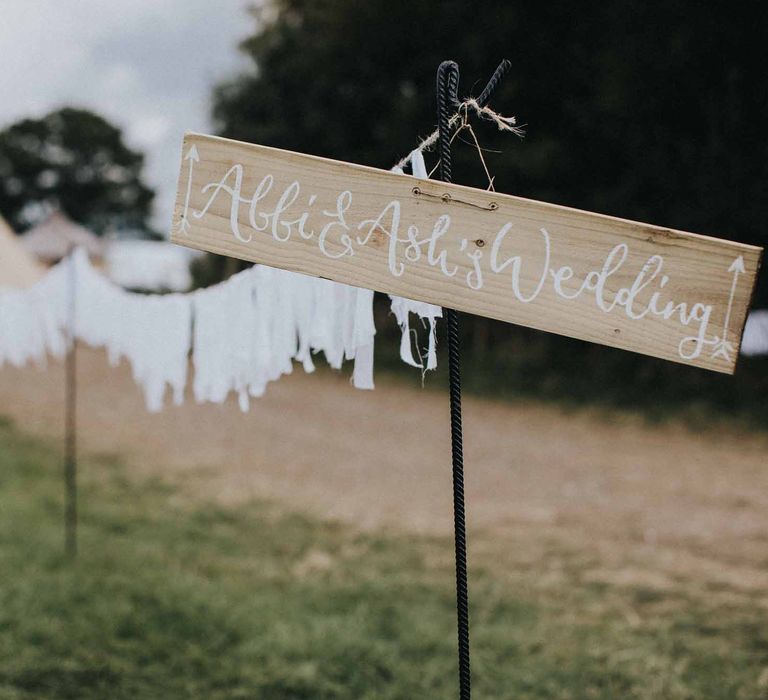 Abbi From Save The Date Magazine Gets Married Wearing Margaux Taridts & Grace Loves Lace Outdoor Festival Wedding With Tipis, Bell Tent Camping & Festoon Lights