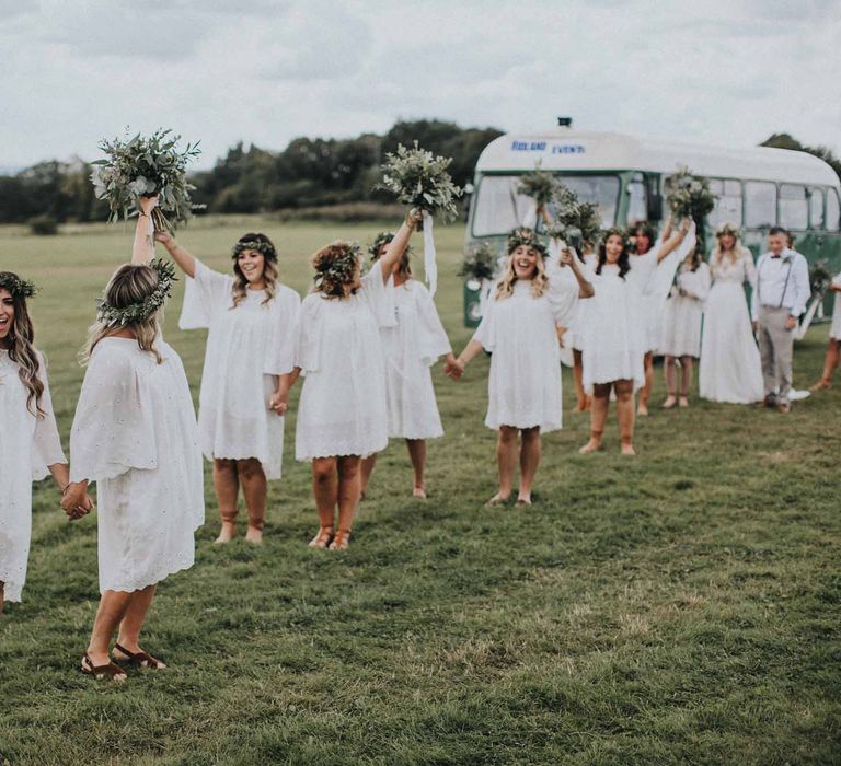 Abbi From Save The Date Magazine Gets Married Wearing Margaux Taridts & Grace Loves Lace Outdoor Festival Wedding With Tipis, Bell Tent Camping & Festoon Lights