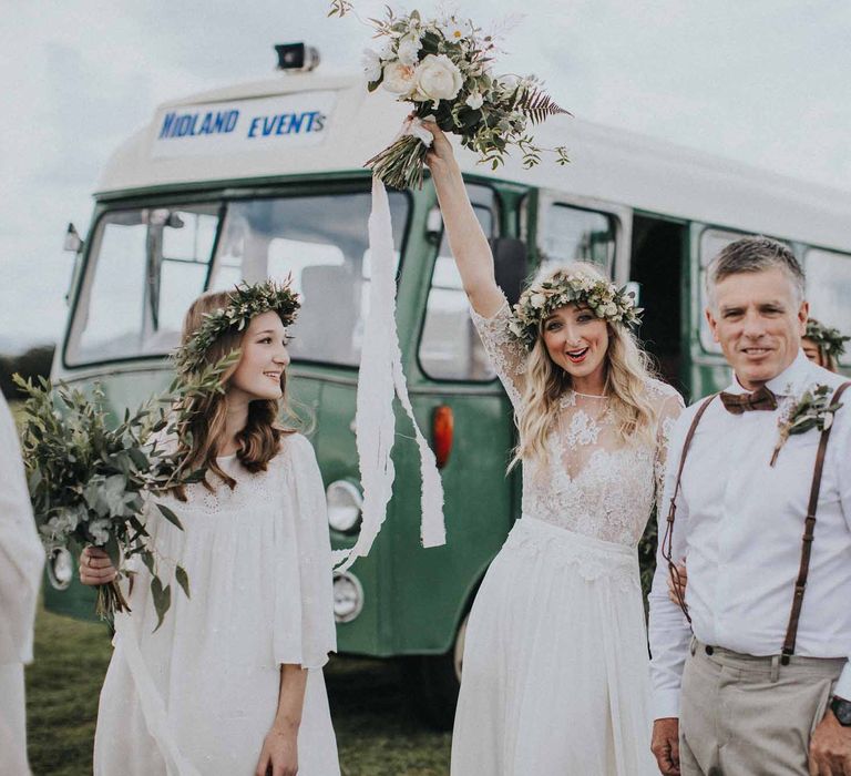 Abbi From Save The Date Magazine Gets Married Wearing Margaux Taridts & Grace Loves Lace Outdoor Festival Wedding With Tipis, Bell Tent Camping & Festoon Lights