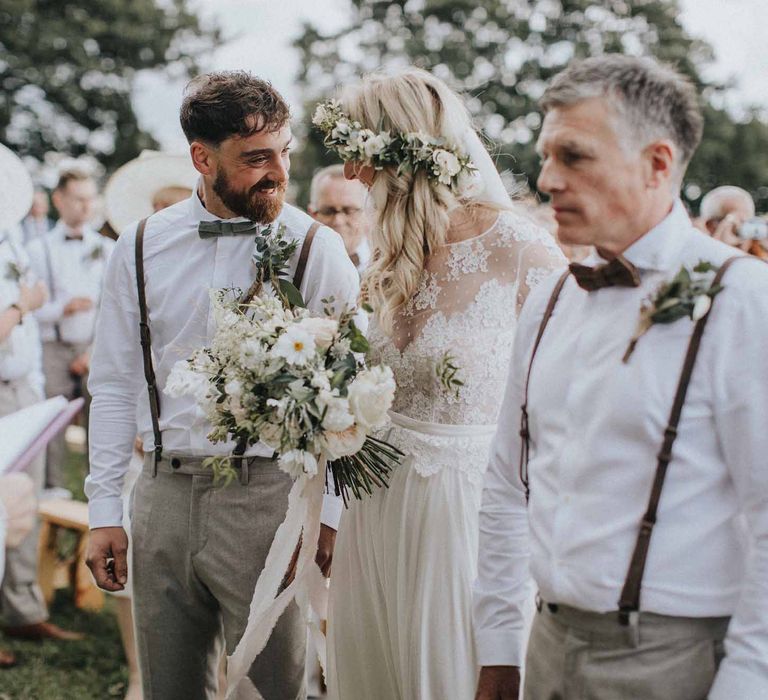 Abbi From Save The Date Magazine Gets Married Wearing Margaux Taridts & Grace Loves Lace Outdoor Festival Wedding With Tipis, Bell Tent Camping & Festoon Lights