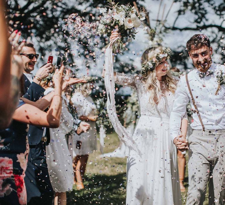 Abbi From Save The Date Magazine Gets Married Wearing Margaux Taridts & Grace Loves Lace Outdoor Festival Wedding With Tipis, Bell Tent Camping & Festoon Lights