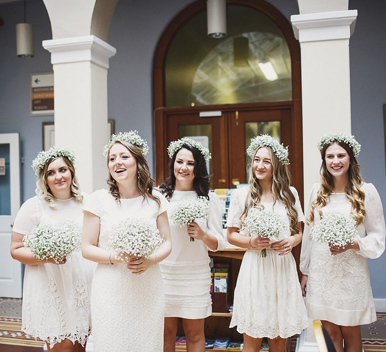 Bridesmaids in White