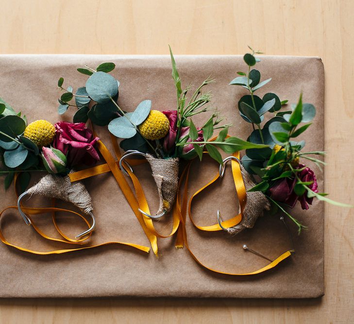 Yellow Buttonholes | Relaxed Industrial Wedding at Ocean Studios, Plymouth | Freckle Photography