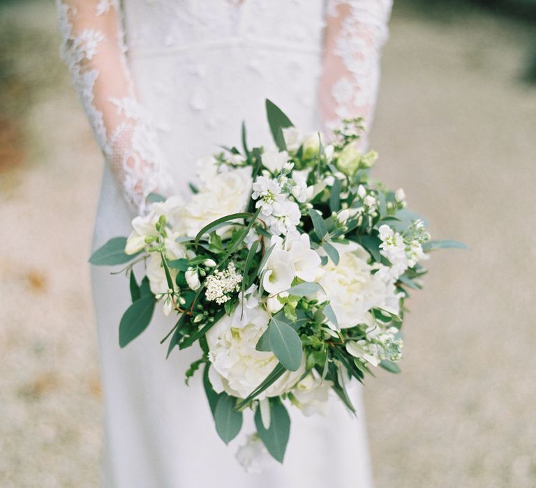 White Wedding Bouquet With Foliage