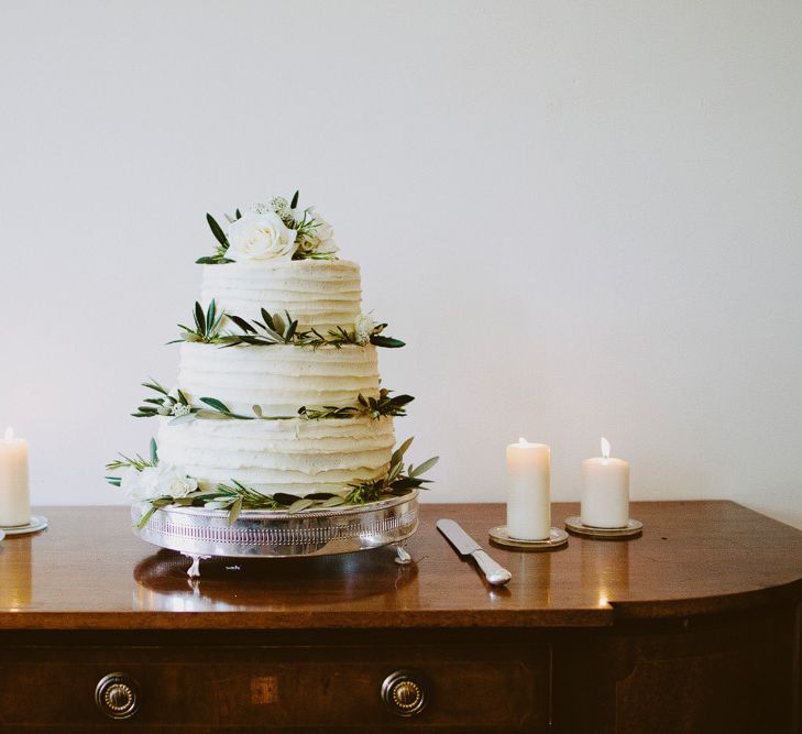 White Buttercream Wedding Cake