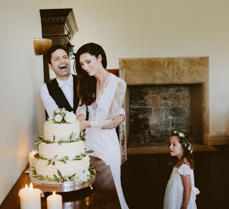 White Buttercream Wedding Cake