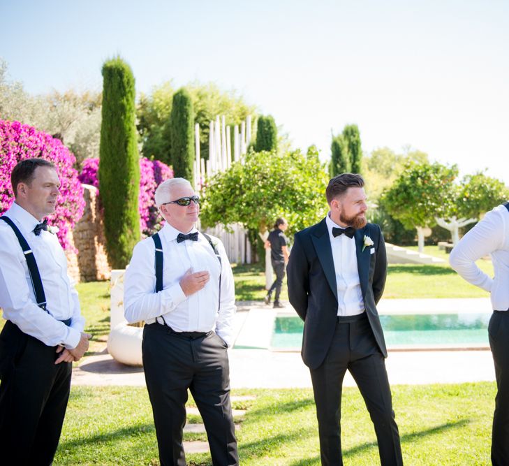 Groomsmen in Reiss Black Tie Suits | Outdoor Ibiza Destination Wedding | Gypsy Westwood Photography | Infin8 Film