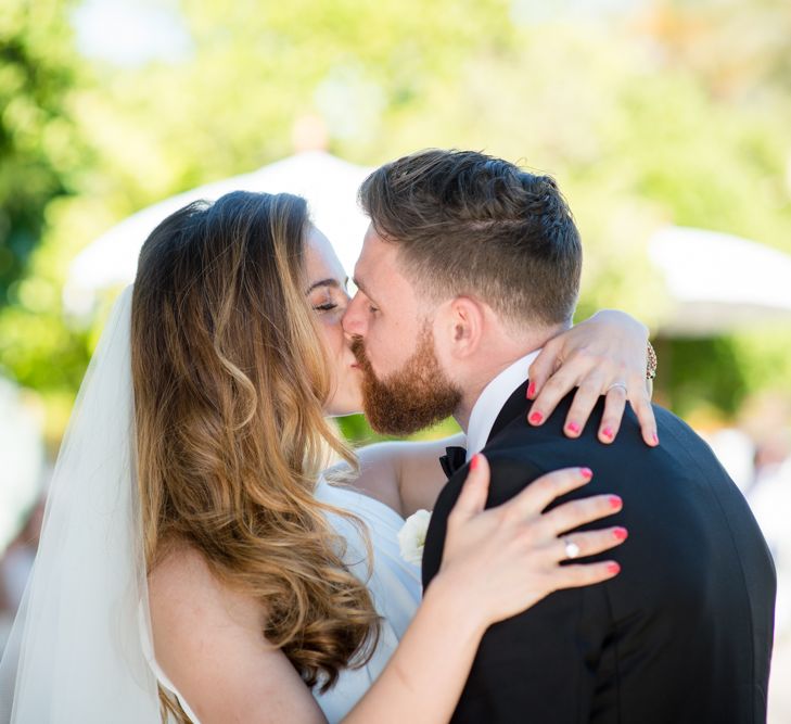 Bride in Suzanne Neville Wedding Dress | Groom in Reiss Suit | Outdoor Ibiza Destination Wedding | Gypsy Westwood Photography | Infin8 Film