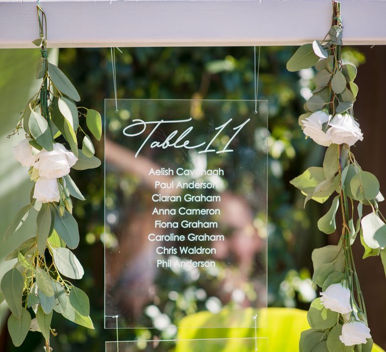 Perspex Table Plan | Outdoor Ibiza Destination Wedding | Gypsy Westwood Photography | Infin8 Film