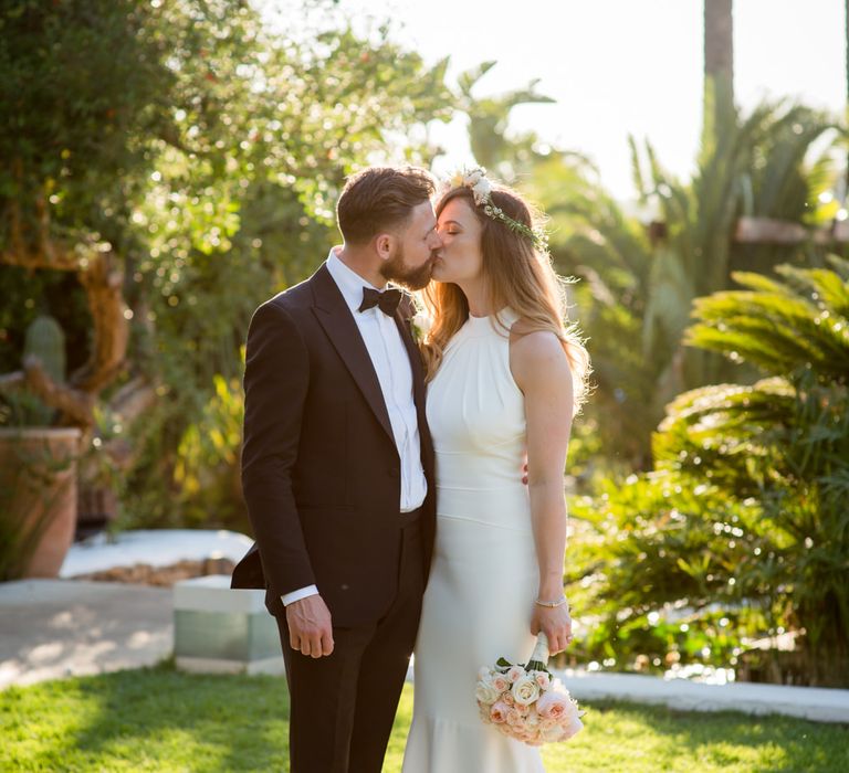 Bride in Suzanne Neville Wedding Dress | Groom in Reiss Suit | Outdoor Ibiza Destination Wedding | Gypsy Westwood Photography | Infin8 Film