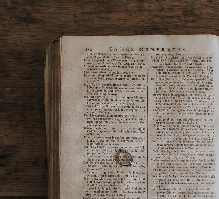 Engagement Ring on Antique Book Page