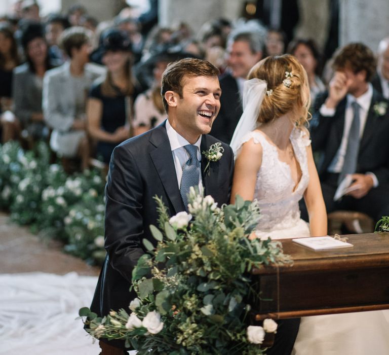 Italian Church Wedding Ceremony with Bride in Luisa Beccaria Wedding Dress