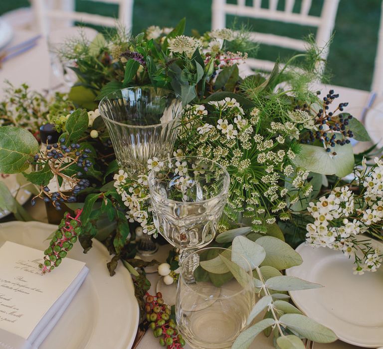 Elegant Tablescape with Gold Flatware & Greenery Table Runner