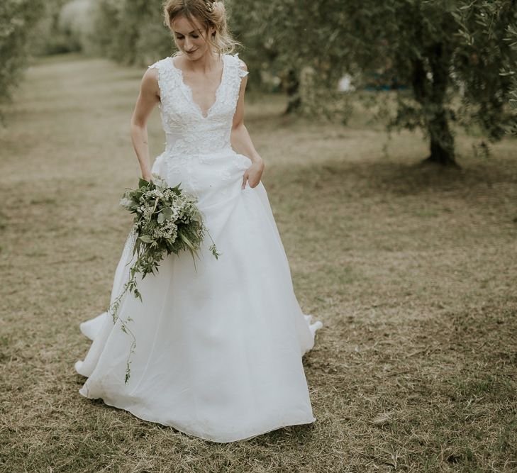 Bride in Luisa Beccaria Wedding Dress