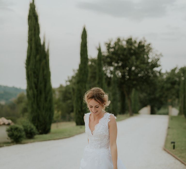 Bride in Luisa Beccaria Wedding Dress