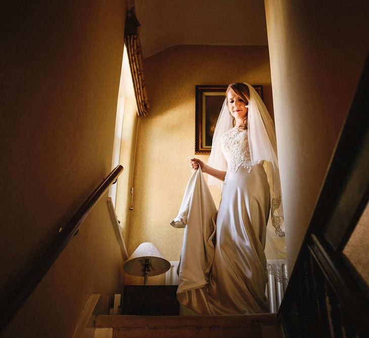 Bride in Mocha Justin Alexander Wedding Dress | Andy Gaines Photography