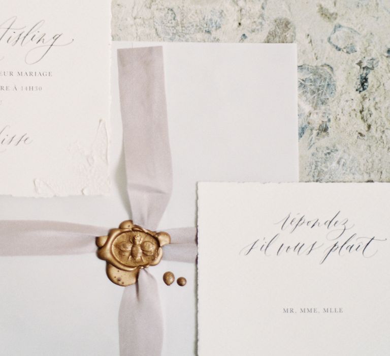 Wax Seal on Wedding Stationery | Fairytale Castle Wedding at Chateau de Lisse in France | Lilli Kad Photography