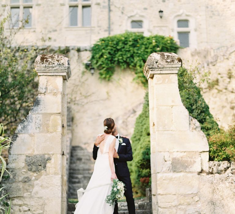 Bride in Pronovias Gown | Groom in Black Tie | Fairytale Castle Wedding at Chateau de Lisse in France | Lilli Kad Photography