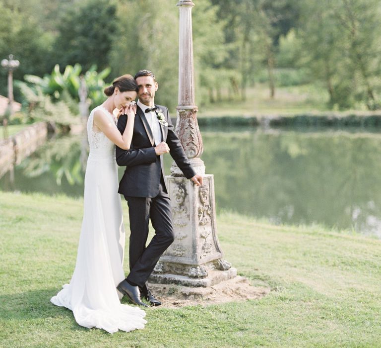 Bride in Pronovias Gown | Groom in Black Tie | Fairytale Castle Wedding at Chateau de Lisse in France | Lilli Kad Photography