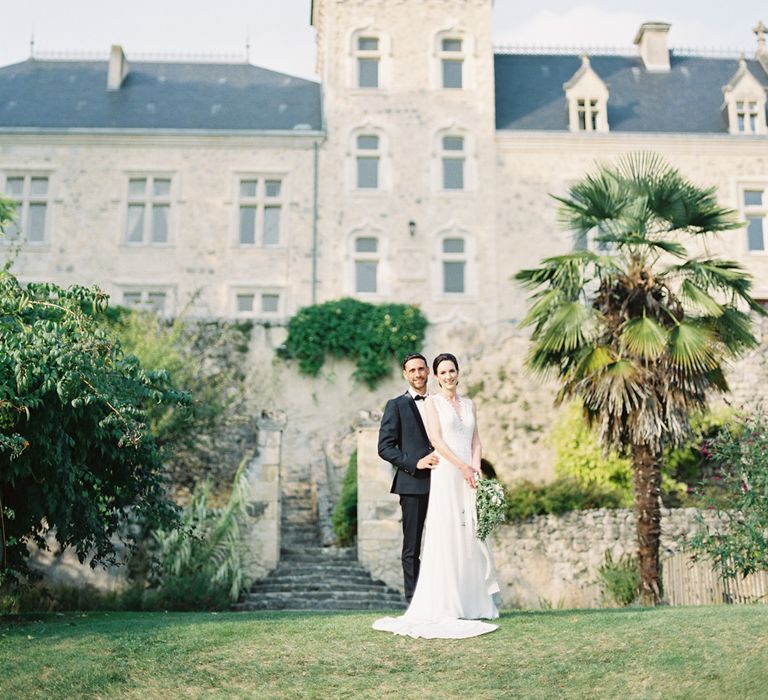 Bride in Pronovias Gown | Groom in Black Tie | Fairytale Castle Wedding at Chateau de Lisse in France | Lilli Kad Photography