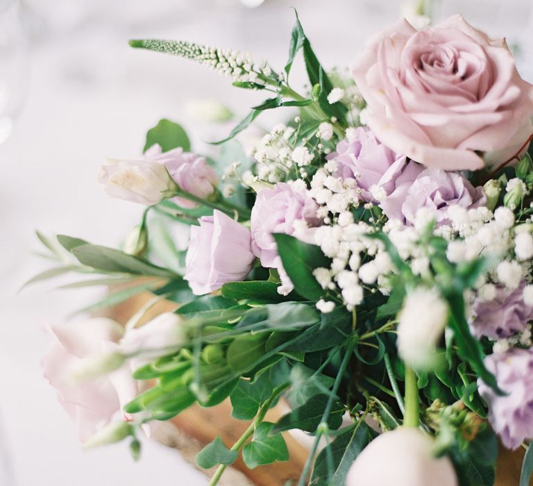 Elegant Lilac Flower Centrepiece | Fairytale Castle Wedding at Chateau de Lisse in France | Lilli Kad Photography