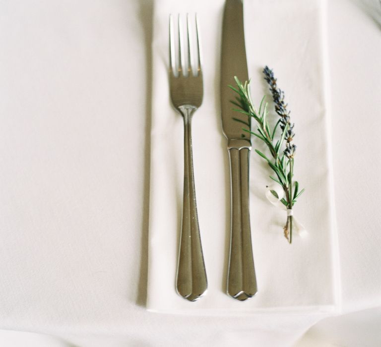 Dried Lavender Place Setting | Fairytale Castle Wedding at Chateau de Lisse in France | Lilli Kad Photography