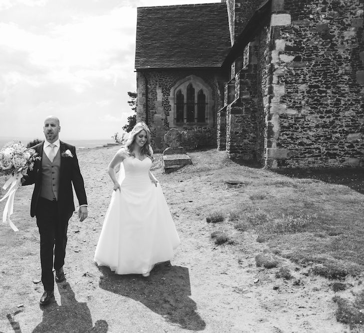 Bride & Groom Church Courtyard