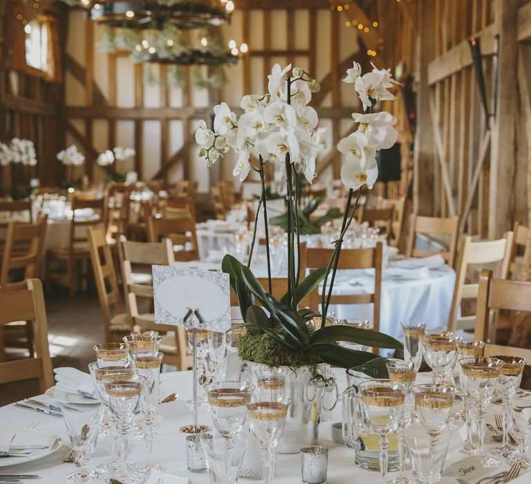 Orchid Centrepiece in The Great Barn Surrey