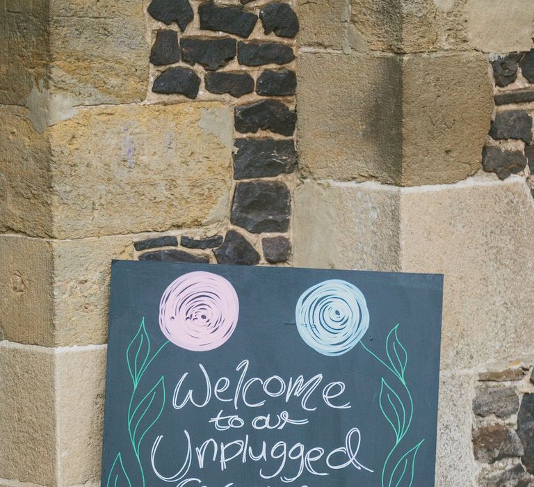 Chalkboard Unplugged Wedding Sign