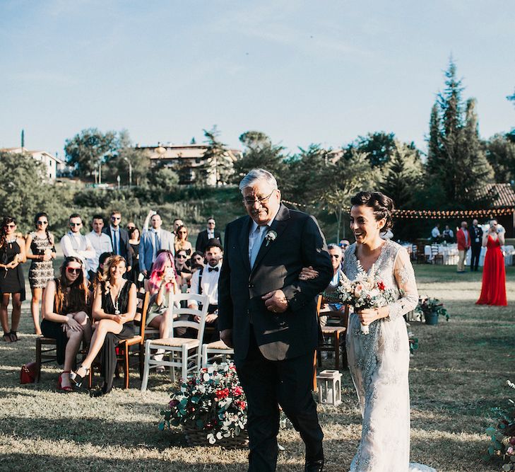 Bride Arriving At Wedding Ceremony