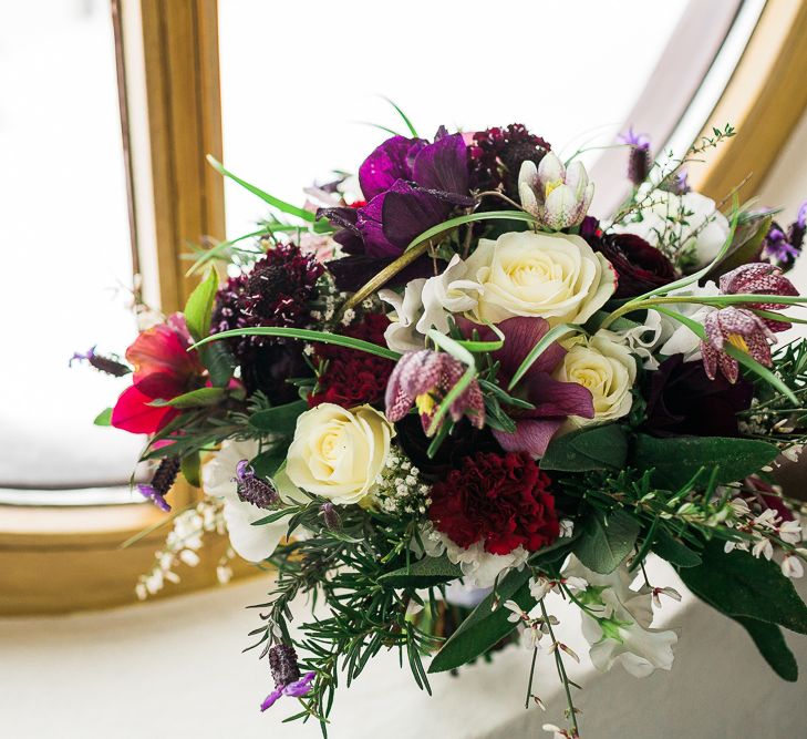 Deep Red & White Bridal Bouquet