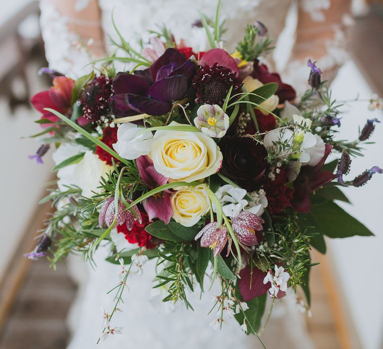 Deep Red & White Bridal Bouquet