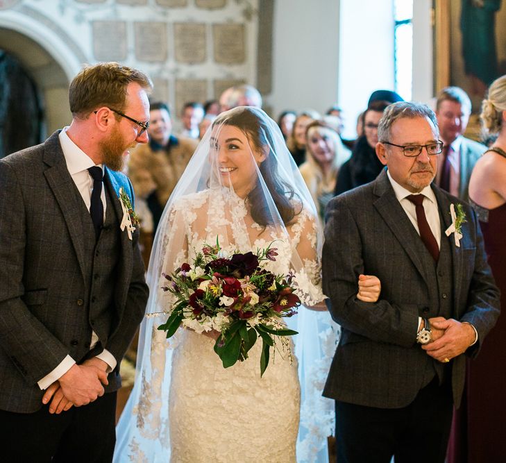 Bride in Ian Stuart Wedding Dress Wedding Ceremony Entrance