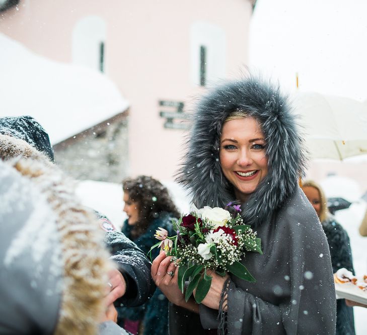 Bride in Fur Hooded Cloak