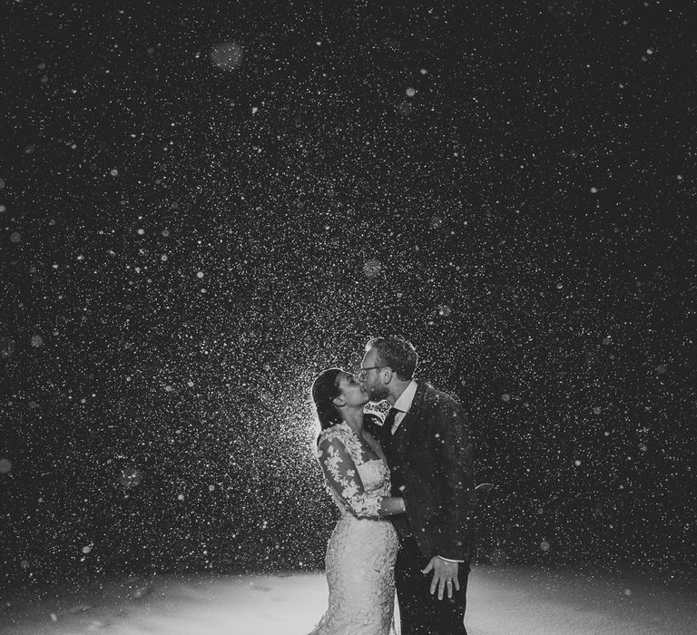 Romantic Bride & Groom in the Snow