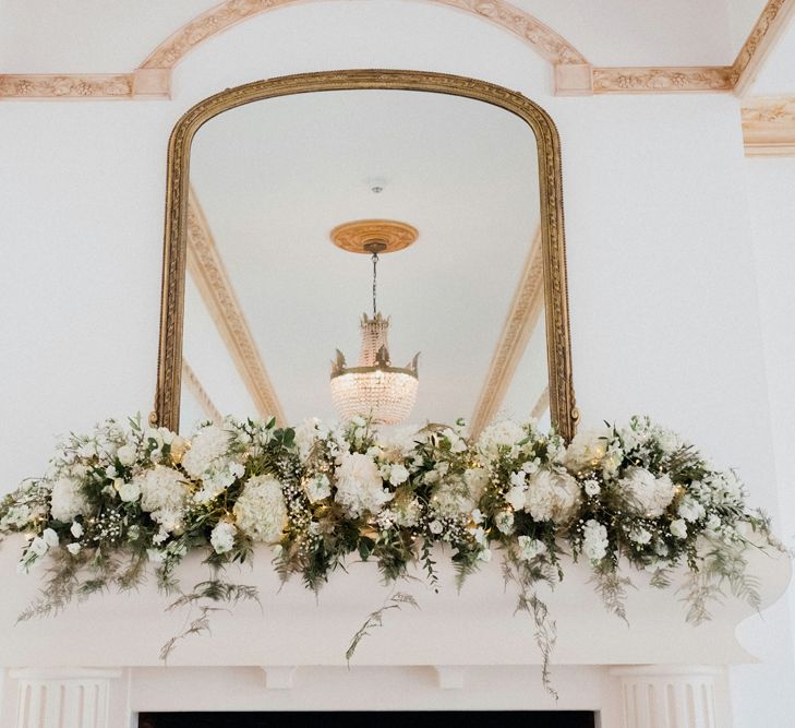 Mantle Piece Wedding Flowers | English & Asian Wedding at Northbrook Park | Claudia Rose Carter