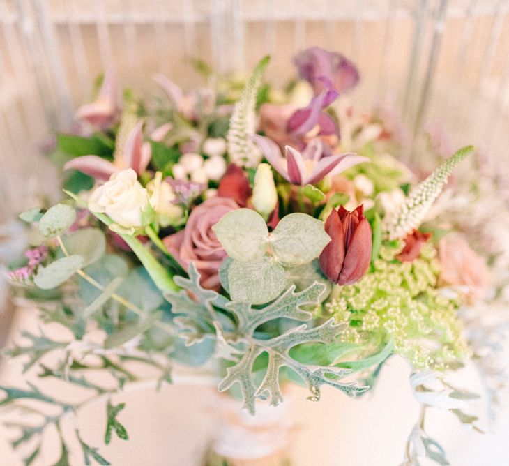 Unusual Bridal Bouquet With Purples & Greens