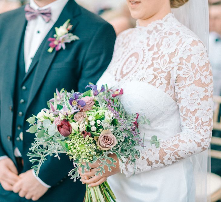 Unusual Bridal Bouquet With Purples & Greens