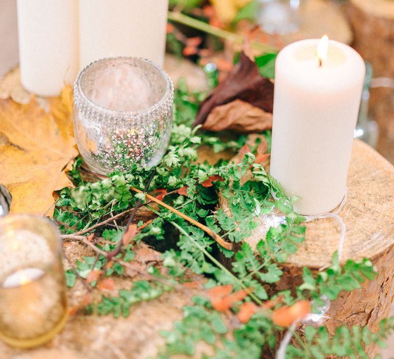 Rustic Log Slice & Jam Jar Wedding Decor