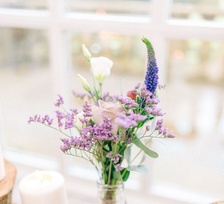 Rustic Log Slice & Jam Jar Wedding Decor