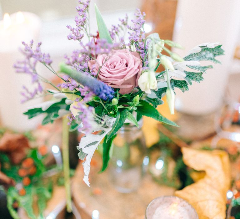 Rustic Log Slice & Jam Jar Wedding Decor