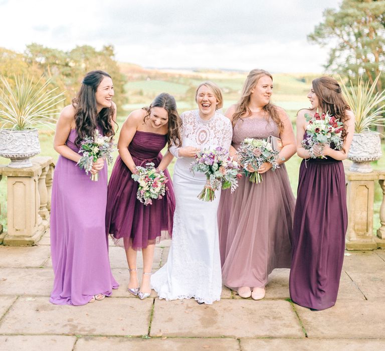 Bridesmaids In Purple Watters & Kelsey Rose Dresses