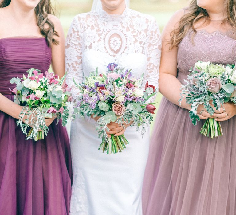 Bridesmaids In Purple Watters & Kelsey Rose Dresses