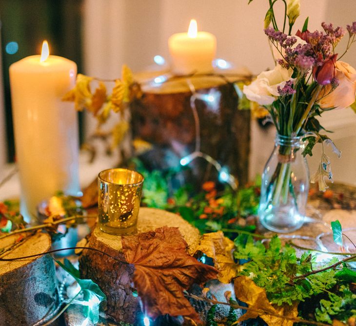 Rustic Wedding Log Slice Decor