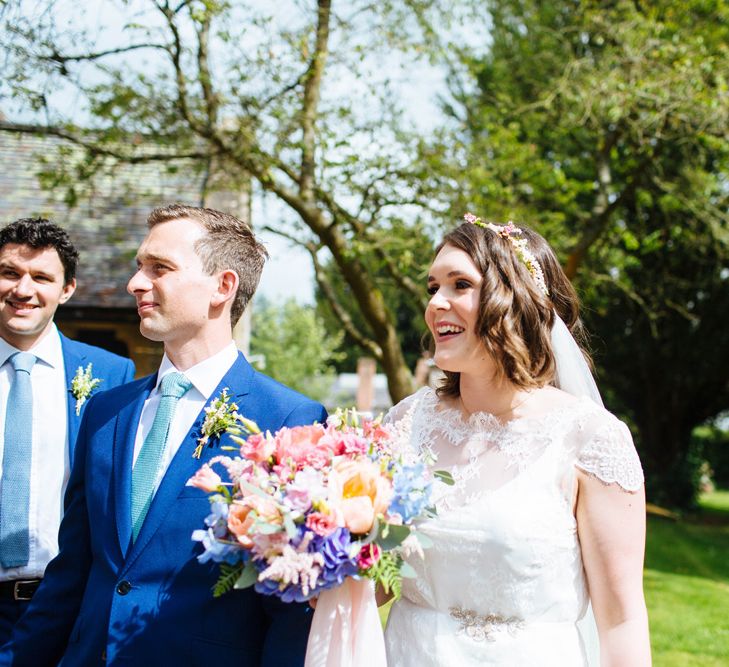 Bride in Belle and Bunny Bridal Separates | Groom in John Lewis Kin Navy Blue Suit | Laura Debourde Photography